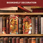 3D Wooden Puzzle Book Nook Kit DIY Miniature Dolls with LED Light Book Shelf Decoration