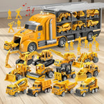 Kids Construction Truck Set Push and Go Cars Transporter Truck with Sounds and Light