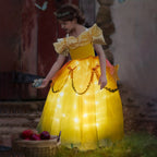 Belle Costume Girl Princess Dress Light Up Dress Glowing Party Dress Birthday Dress