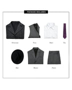 Mens Spider Hero Outfit Dark Gray Retro Overcoat Blazer and Hat Set for Stage Performance