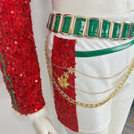Christmas Pop Star Costume Golden Dance Suit Sequin Party Dress Dress Up Outfit