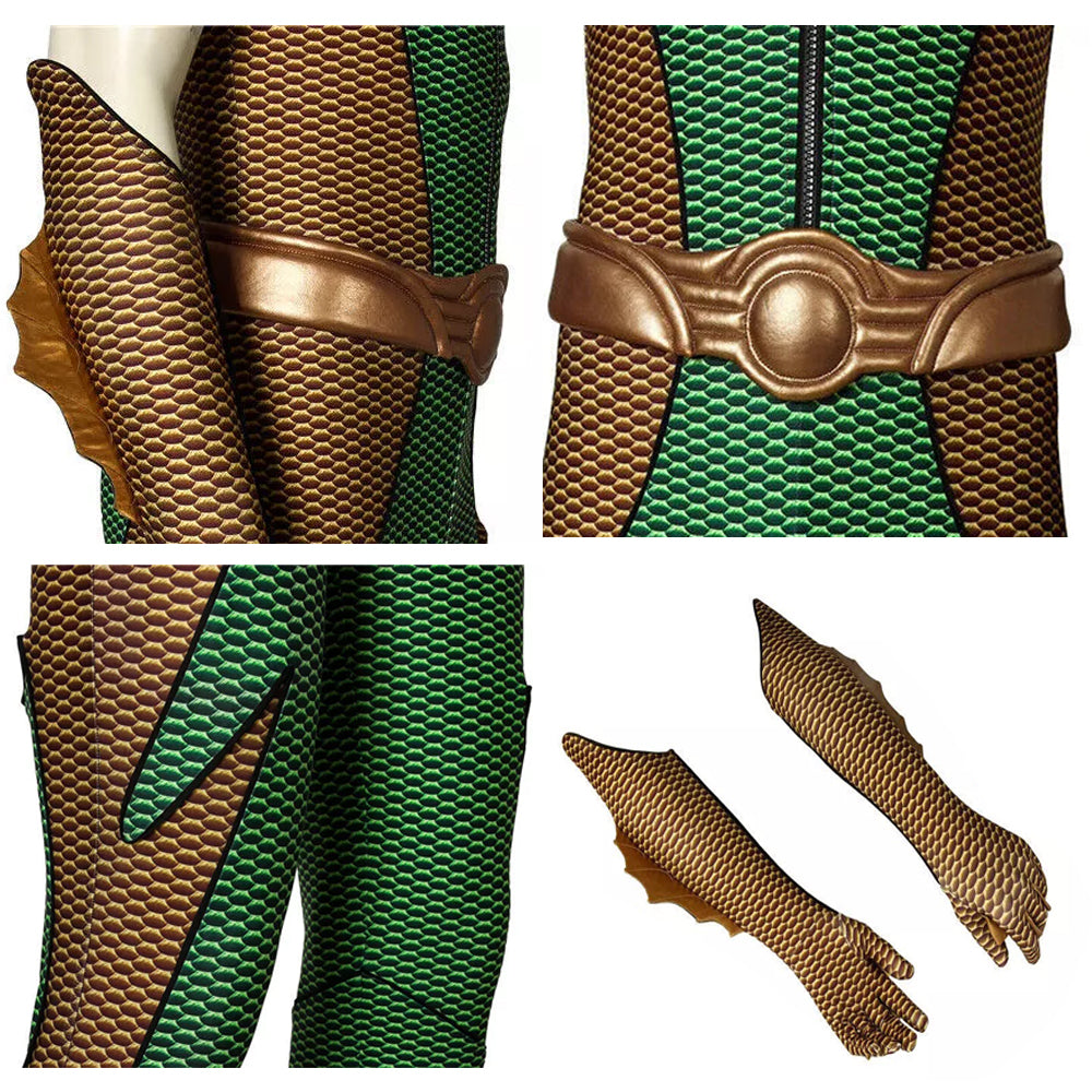 Lord of the Seven Seas Costume Adults Superhero Jumpsuit Gloves and Belt Suit
