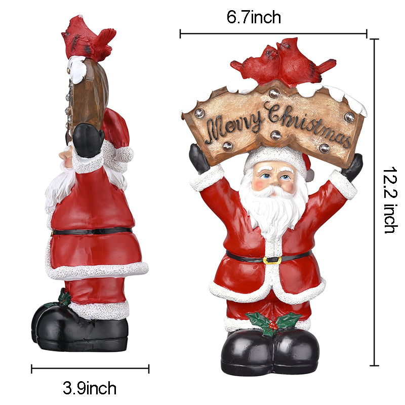 Resin Santa Claus with LED Light Christmas Tabletop Decoration Home Holiday Gift