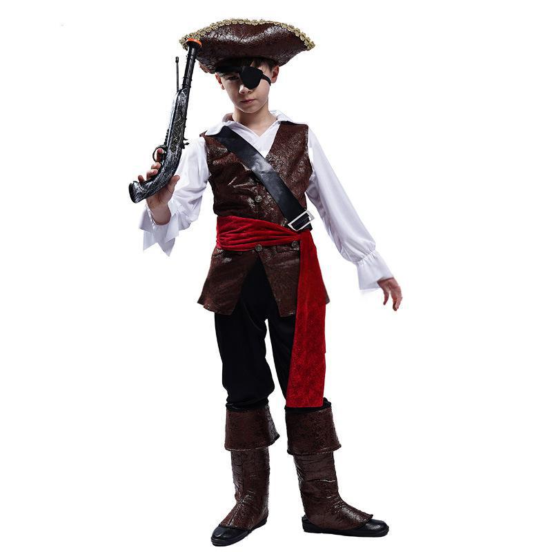 Childrens Pirate Costume Boys Fancy Pirate Dress Up Outfit for Halloween Themed Party