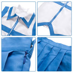 Women Heartfilia Costumes Blue Shirt Skirt Headwear 3pcs Suit for Halloween Cosplay