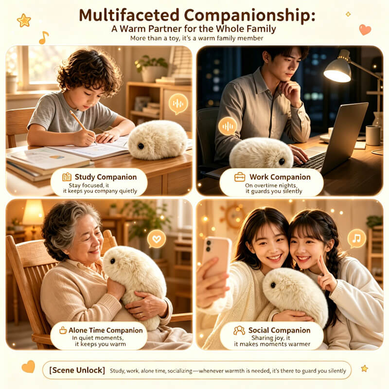 AI Plush Toy Interactive Smart Companion Pet with Touch Sensing, Emotional Response and Calming Schumann Wave Sleep Aid