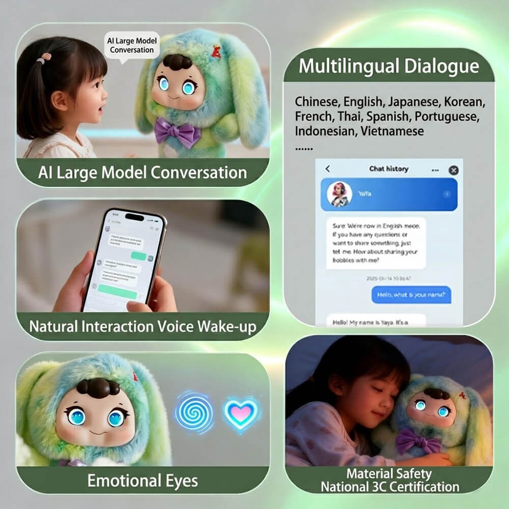 12'' AI Plush Toy Soft Interactive Companion Toy with Emotional Expression and Chat for Kids and Adults