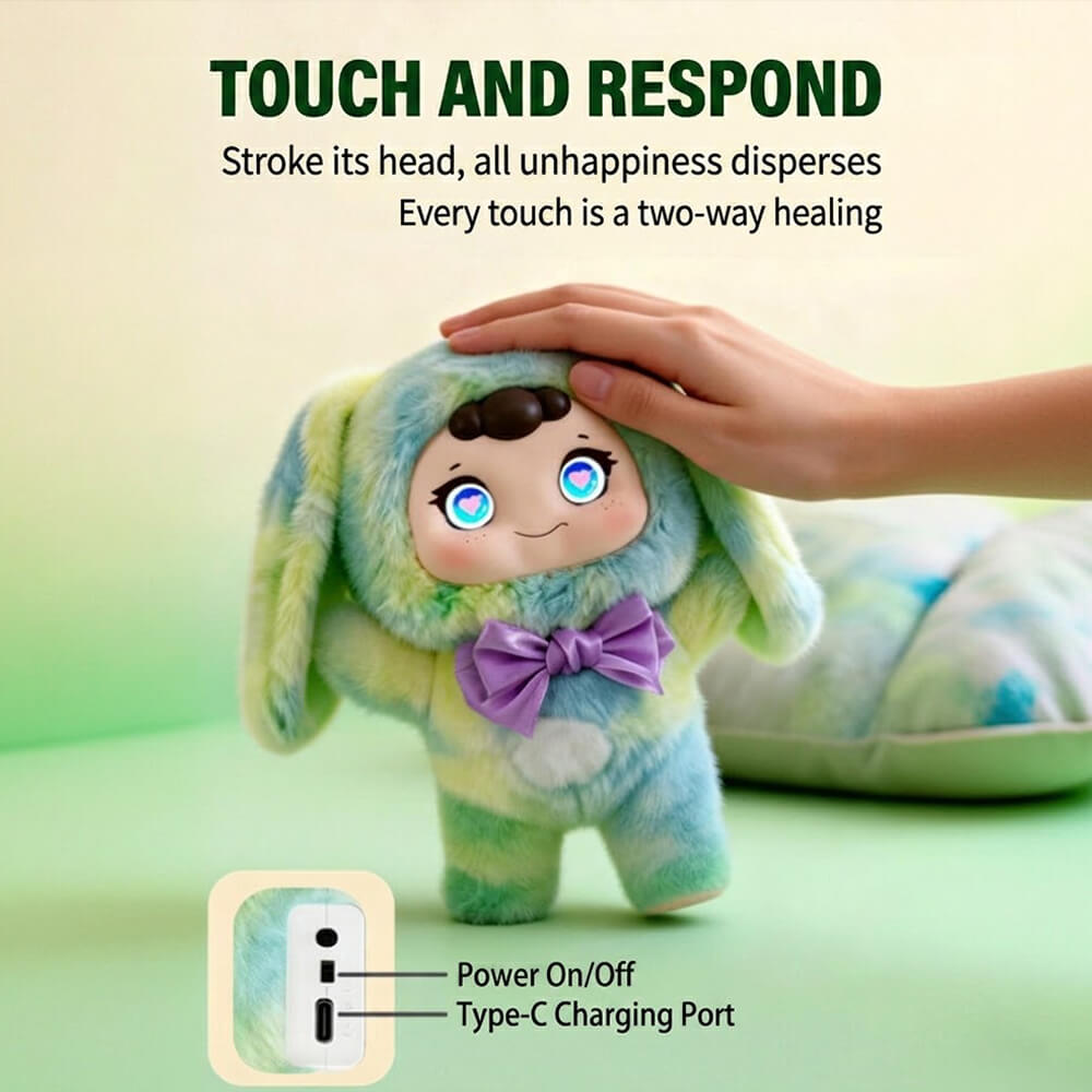 12'' AI Plush Toy Soft Interactive Companion Toy with Emotional Expression and Chat for Kids and Adults