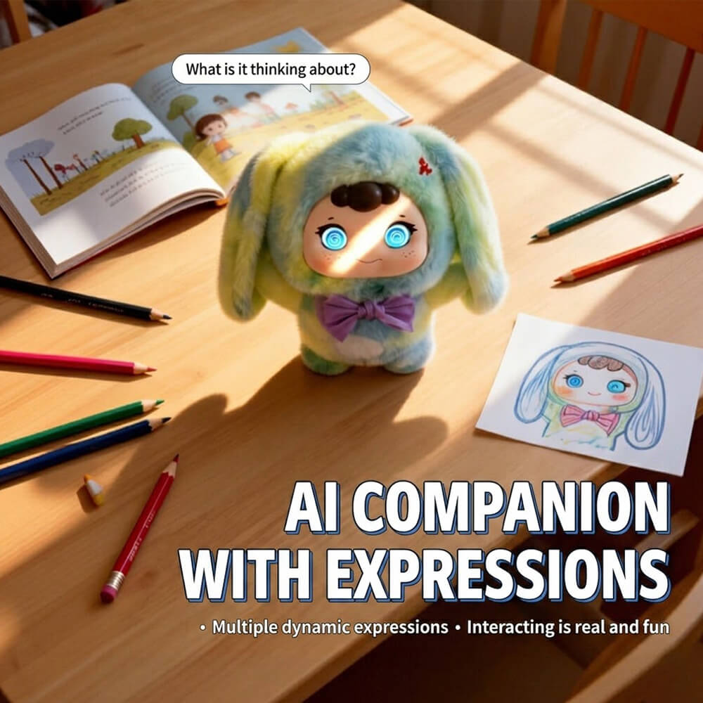 12'' AI Plush Toy Soft Interactive Companion Toy with Emotional Expression and Chat for Kids and Adults