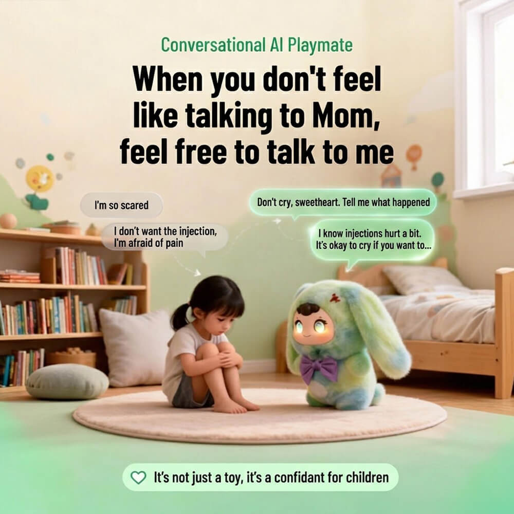 12'' AI Plush Toy Soft Interactive Companion Toy with Emotional Expression and Chat for Kids and Adults