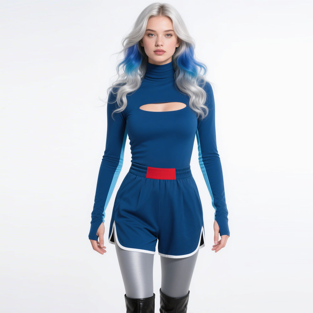 Addison Zombies Costume Blue Cut-out Top and Shorts Addison Cheerleader Cosplay Costumes