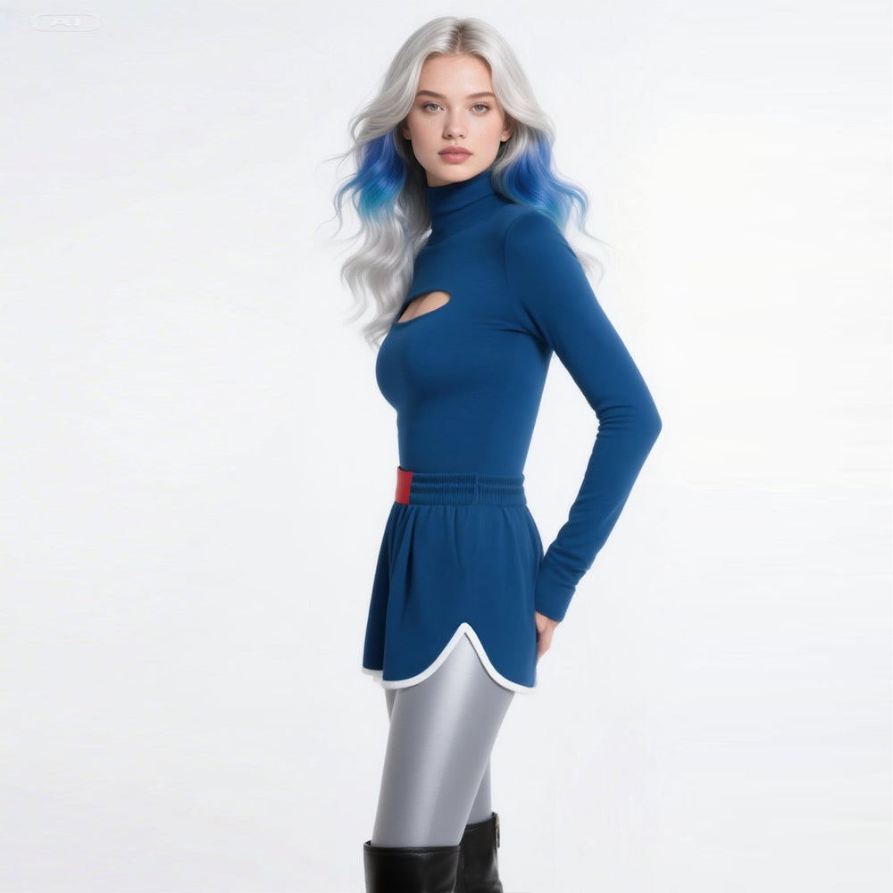 Addison Zombies Costume Blue Cut-out Top and Shorts Addison Cheerleader Cosplay Costumes