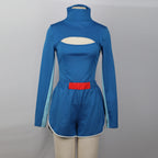 Addison Zombies Costume Blue Cut-out Top and Shorts Addison Cheerleader Cosplay Costumes