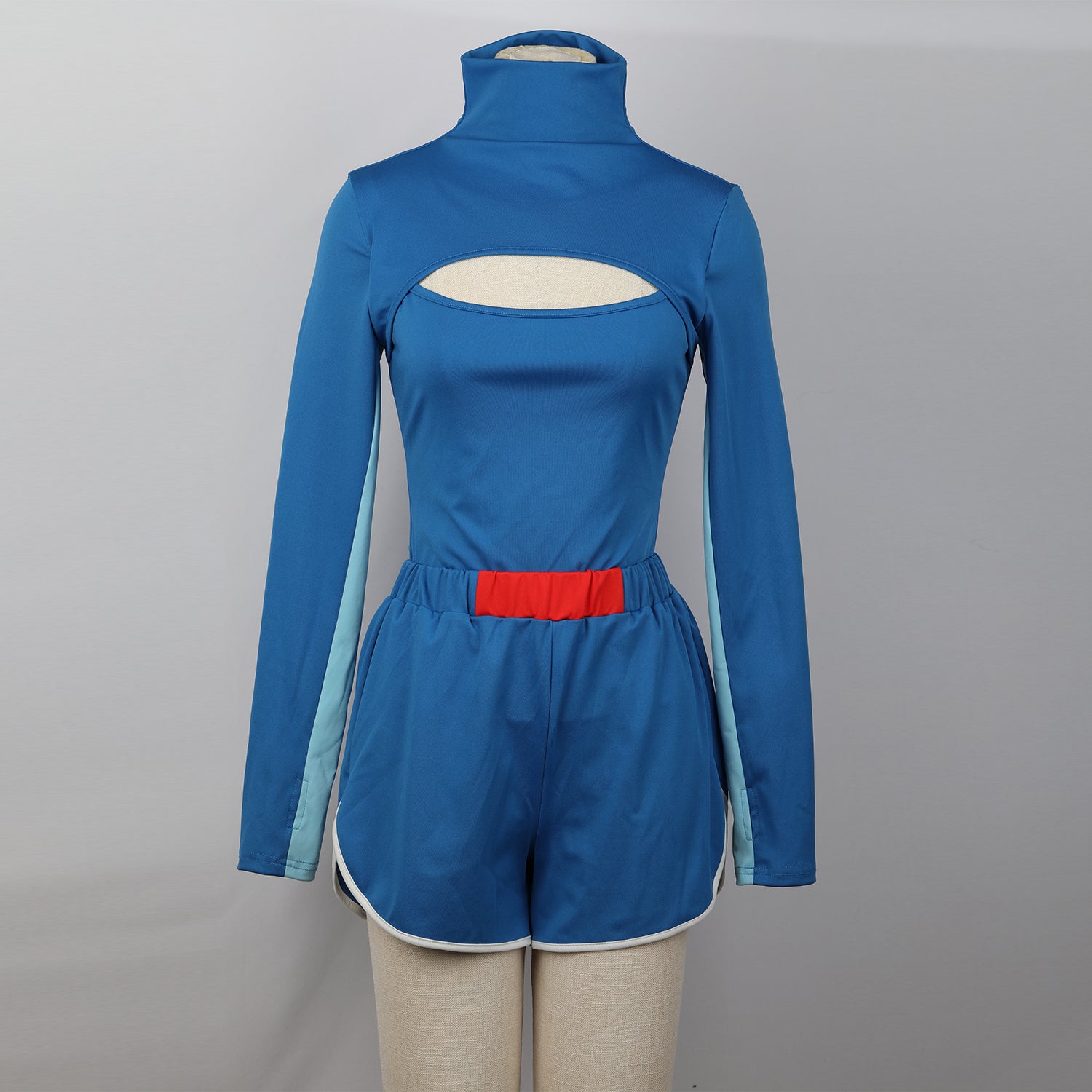 Addison Zombies Costume Blue Cut-out Top and Shorts Addison Cheerleader Cosplay Costumes