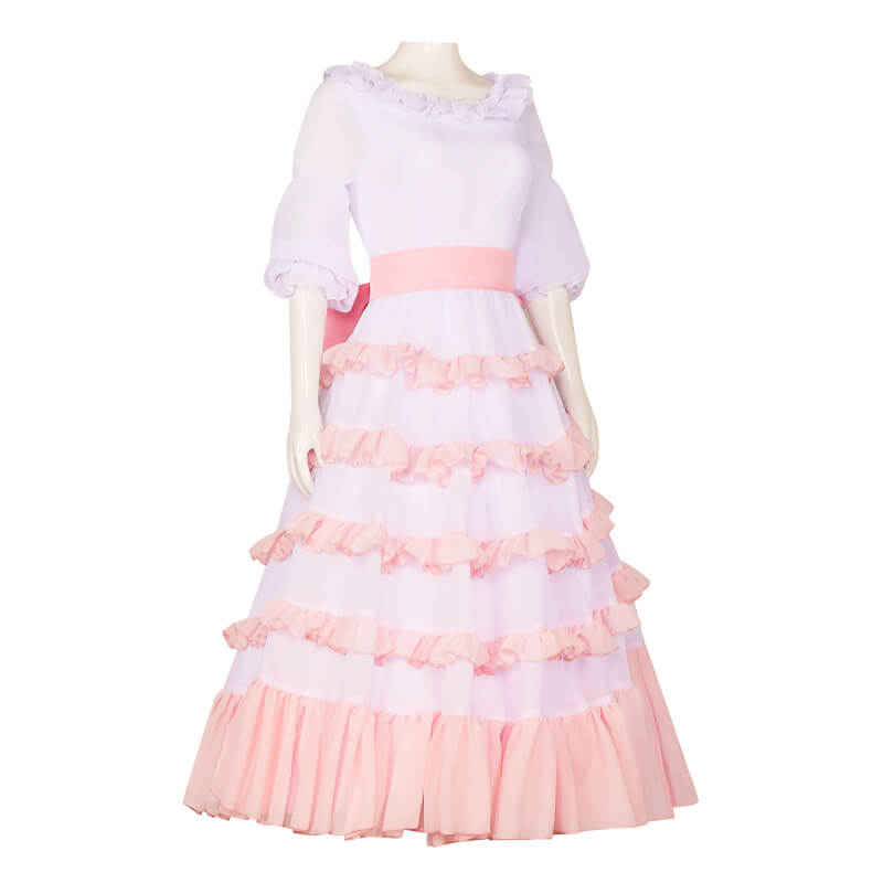 Adult Mermaid Ariel Dress Sea Princess Cosplay Costume Pink Layered Party Carnival Dress