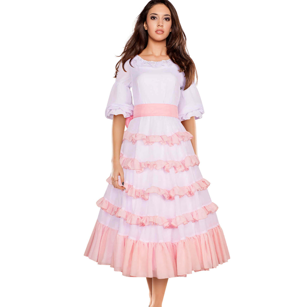 Adult Mermaid Ariel Dress Sea Princess Cosplay Costume Pink Layered Party Carnival Dress