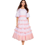 Adult Mermaid Ariel Dress Sea Princess Cosplay Costume Pink Layered Party Carnival Dress