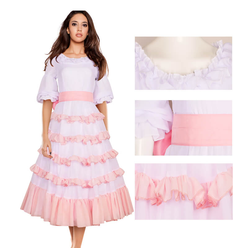 Adult Mermaid Ariel Dress Sea Princess Cosplay Costume Pink Layered Party Carnival Dress