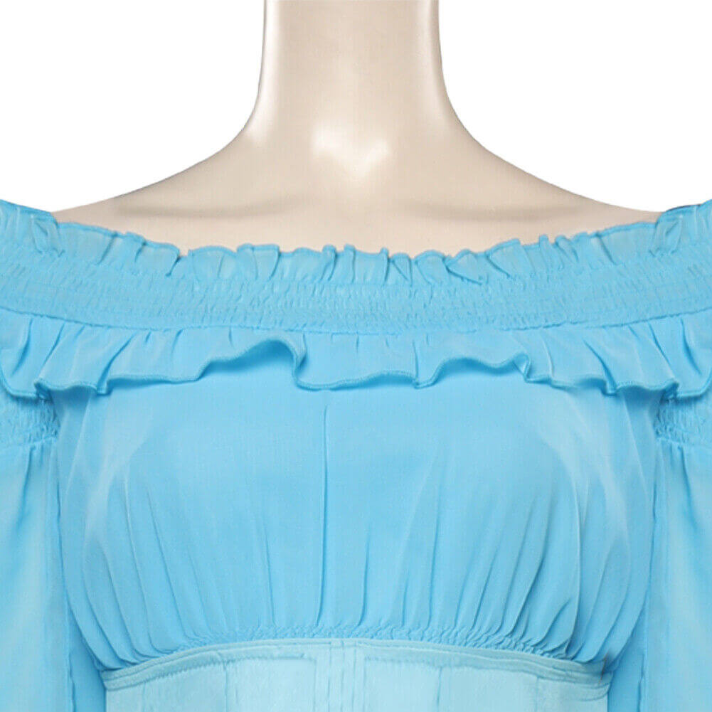 Adult Ariel Dress Blue Ruffle With Tiered Sleeves Dress Princess Ariel Costume