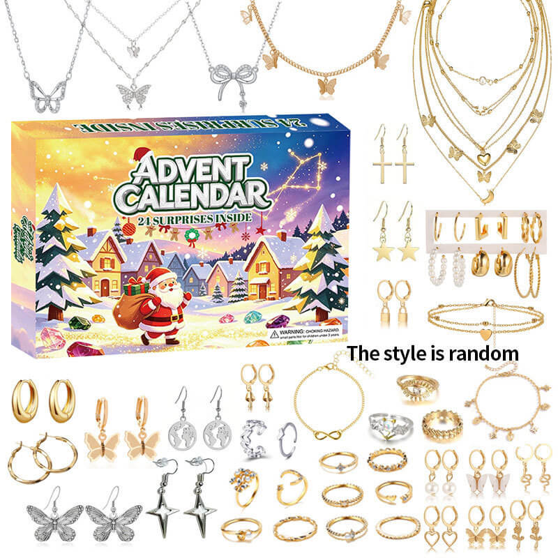 Advent Calendar 2026 24 Days Christmas Countdown Calendar with Assorted Trendy Jewelry Set For Girls and Ladies