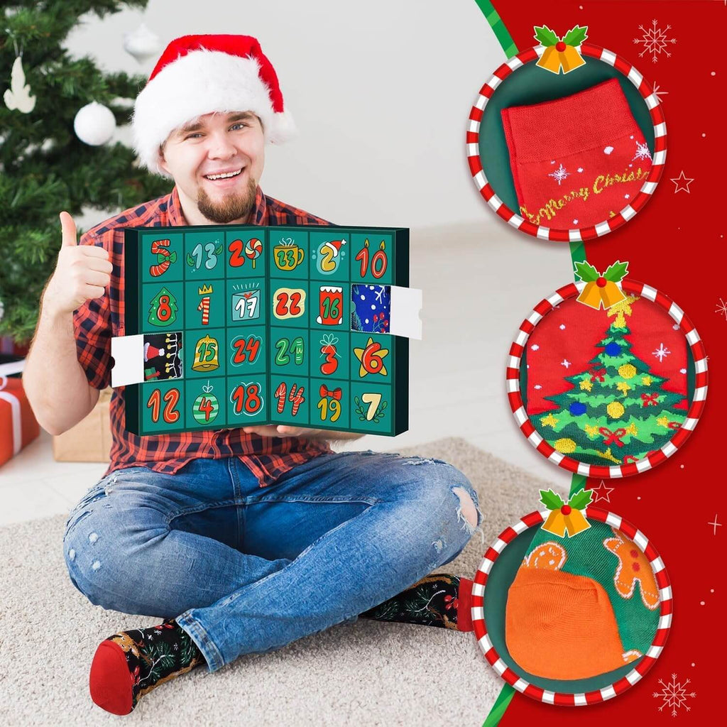 2026 Advent Calendar 24pcs Cotton Christmas Socks Set Christmas Countdown Gift for Family Party Favor