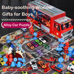 Advent Calendar 2025 Alloy Cars Set Racing Scene Police Car Fire Truck Shaped Blind Box Holiday Gift