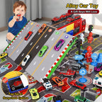 Advent Calendar 2025 Alloy Cars Set Racing Scene Police Car Fire Truck Shaped Blind Box Holiday Gift