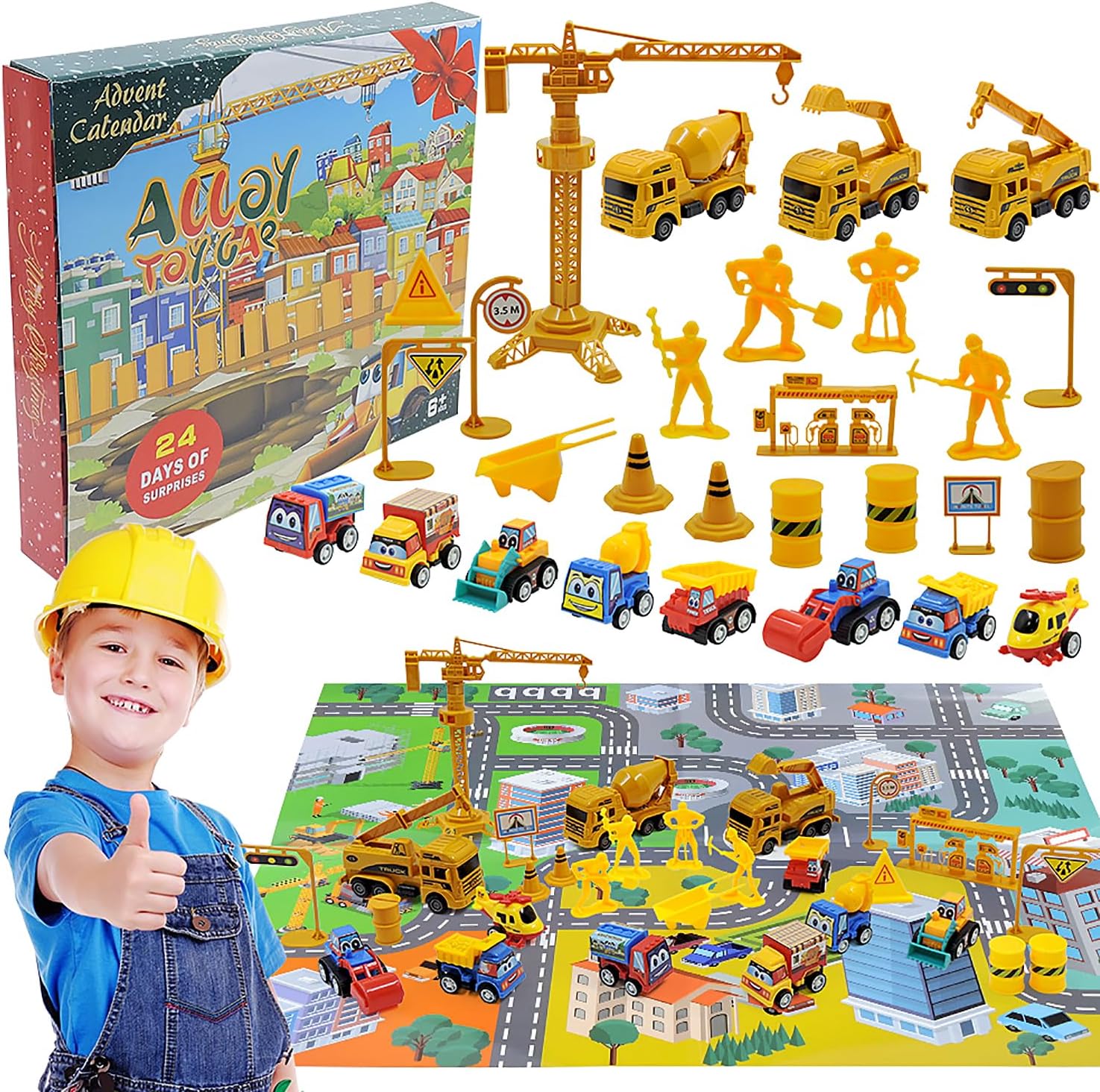 Kids Advent Calendar 2025 Car Model ABS Construction Engineering Vehicle Set Blind Box Surprise Gift