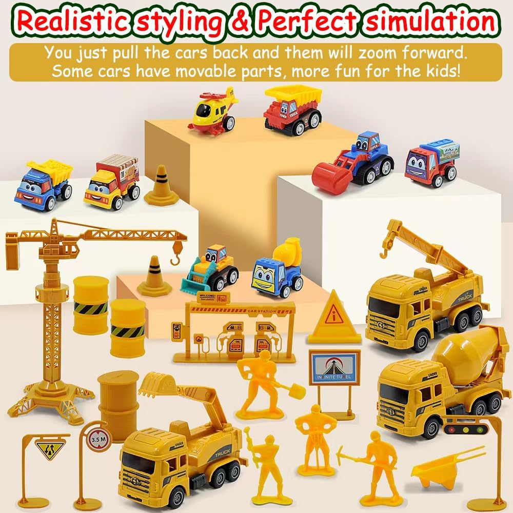 Kids Advent Calendar 2025 Car Model ABS Construction Engineering Vehicle Set Blind Box Surprise Gift