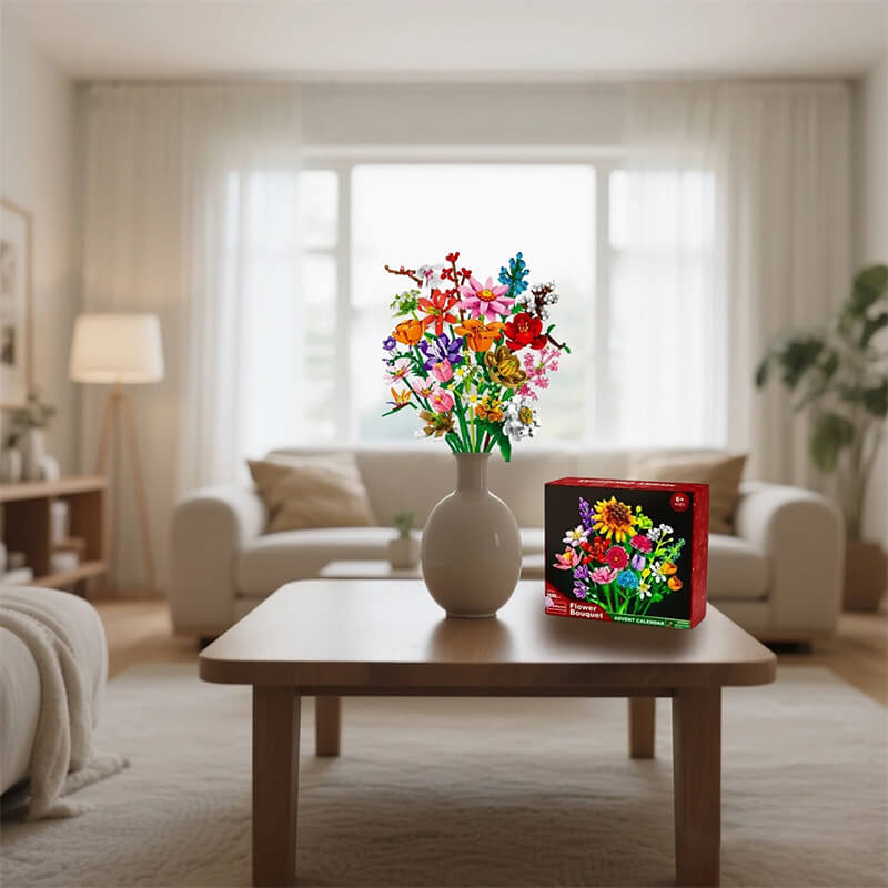 Advent Calendar 2025 Flower Bouquet Building Blocks Christmas Blind Box Unique Holiday Decor