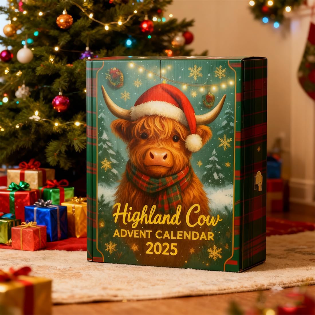 Christmas Advent Calendar 2025 Highland Cow Doll 24pcs Different Ornament Holiday Decorations