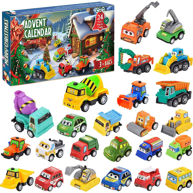 Kids Advent Calendar 2025 Pullback Car Set 24 Days Christmas Countdown Calendar Holiday Gifts