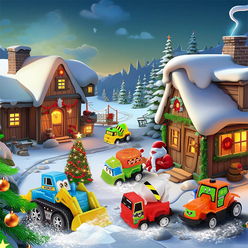 Kids Advent Calendar 2025 Pullback Car Set 24 Days Christmas Countdown Calendar Holiday Gifts