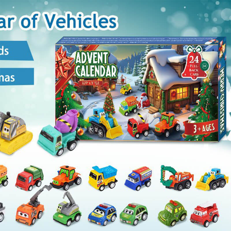 Kids Advent Calendar 2025 Pullback Car Set 24 Days Christmas Countdown Calendar Holiday Gifts