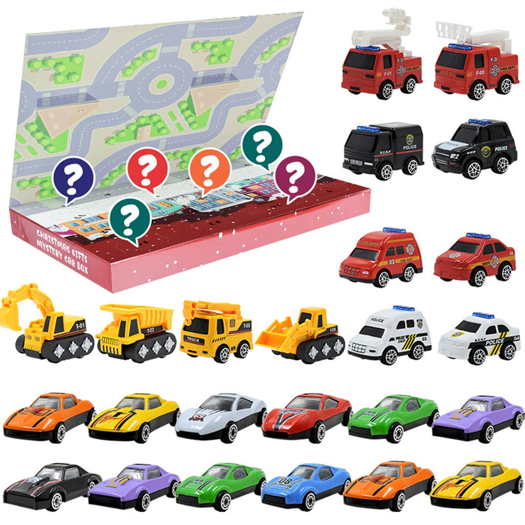 Kids Advent Calendar 2025 Pullback Car Blind Box 24pcs Alloy Construction Vehicle Holiday Gift
