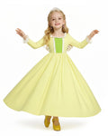 Girls Amber Princess Costume Lime Green Long Sleeve Dress with Crown and Earings for Themed Party