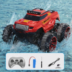 Amphibious RC Car 4WD Waterproof RC Climbing Off-Road Truck with 360° Rotatable and LED Headlights