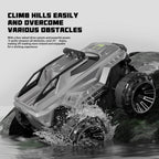 Amphibious RC Car 4WD Waterproof RC Climbing Off-Road Truck with 360° Rotatable and LED Headlights