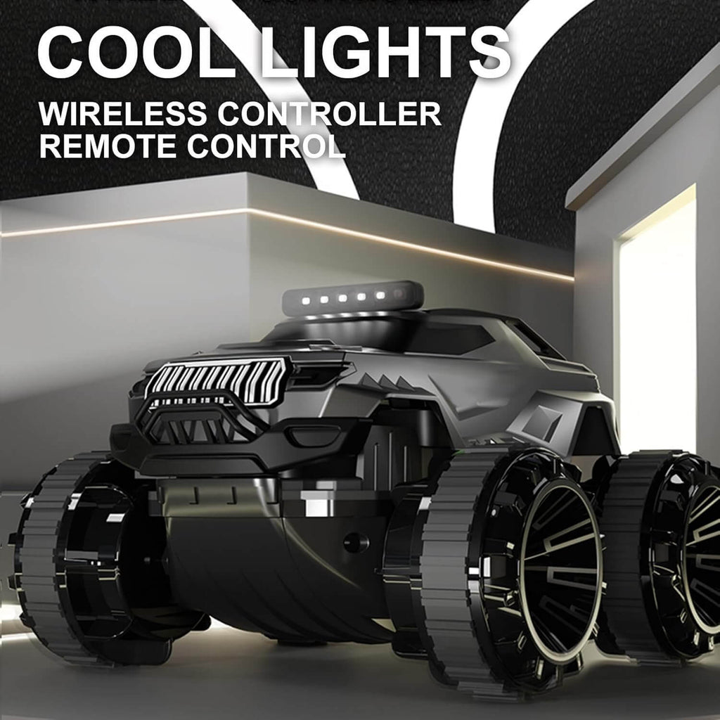 Amphibious RC Car 4WD Waterproof RC Climbing Off-Road Truck with 360° Rotatable and LED Headlights
