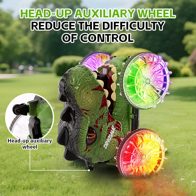 Amphibious RC Car 360° Stunt Dinosaur Car Waterproof 4WD Spray Water Car Colored Wheels