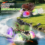 Amphibious RC Car 360° Stunt Dinosaur Car Waterproof 4WD Spray Water Car Colored Wheels
