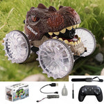 Amphibious RC Car 360° Stunt Dinosaur Car Waterproof 4WD Spray Water Car Colored Wheels