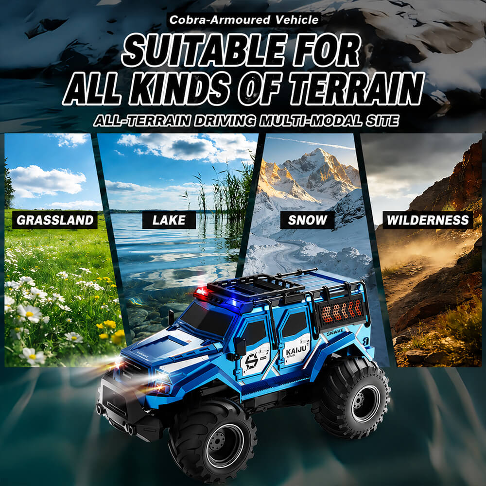 2.4GHz Amphibious RC Car Transformable RC Off-Road Vehicle with 360° Rotation and Water Spray Function