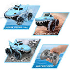 2.4G Amphibious RC Car Waterproof Shark Remote Control Stunt Car with 360° Rotation for Land & Water