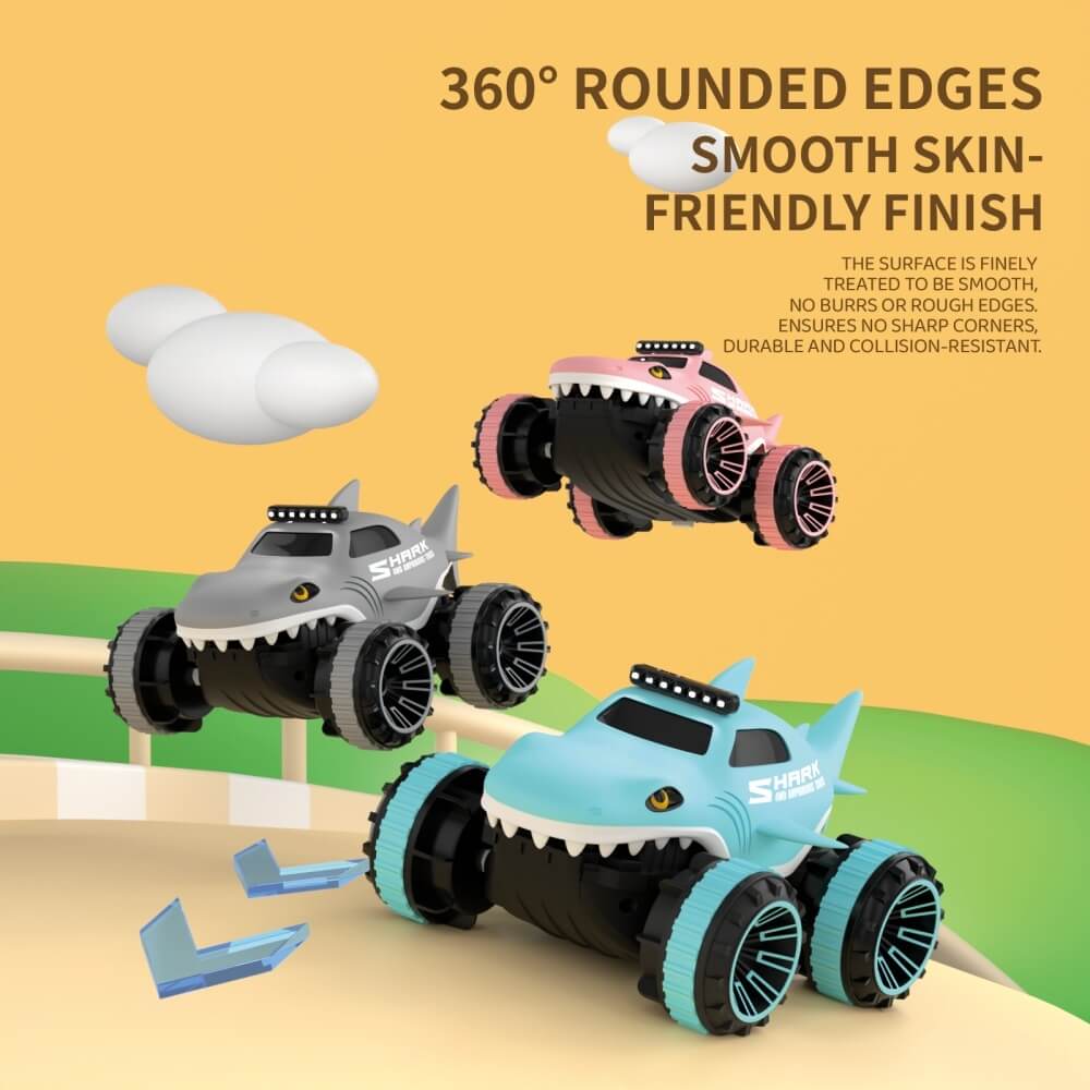 2.4G Amphibious RC Car Waterproof Shark Remote Control Stunt Car with 360° Rotation for Land & Water