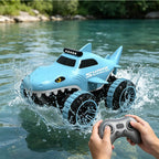 2.4G Amphibious RC Car Waterproof Shark Remote Control Stunt Car with 360° Rotation for Land & Water