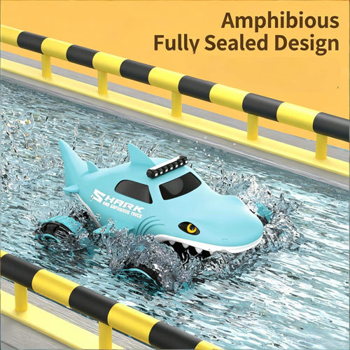 2.4G Amphibious RC Car Waterproof Shark Remote Control Stunt Car with 360° Rotation for Land & Water