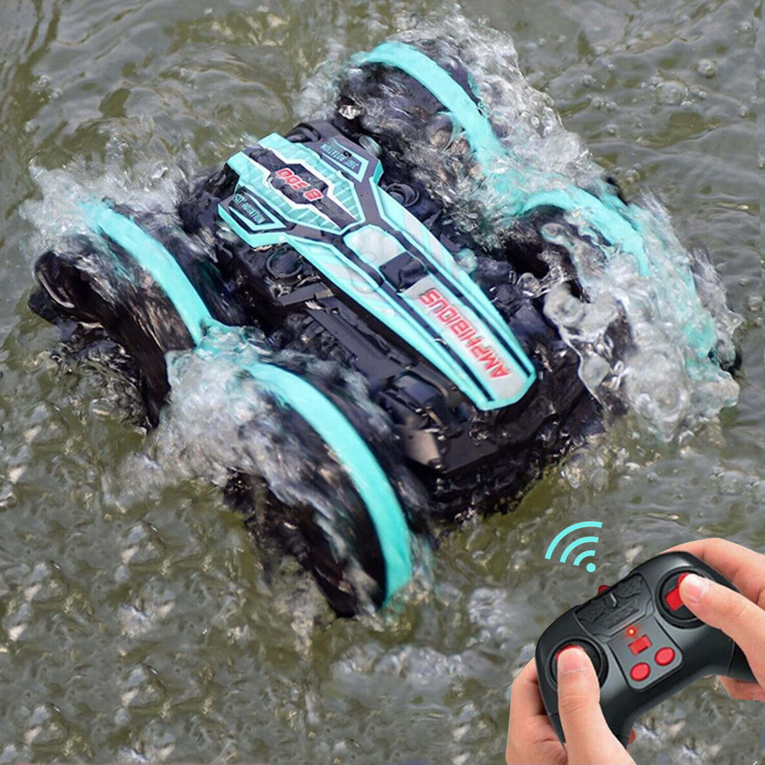 Amphibious Stunt RC Car 360° Rotate and 180° Flips Water Land Remote Control Car