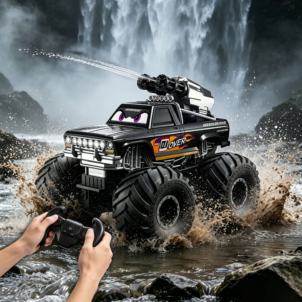 Amphibious RC Car with Water Gun 4WD Monster Truck All-Terrain Remote Control Vehicle For Summer