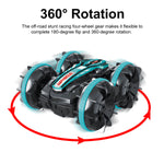 Amphibious Stunt RC Car 360° Rotate and 180° Flips Water Land Remote Control Car